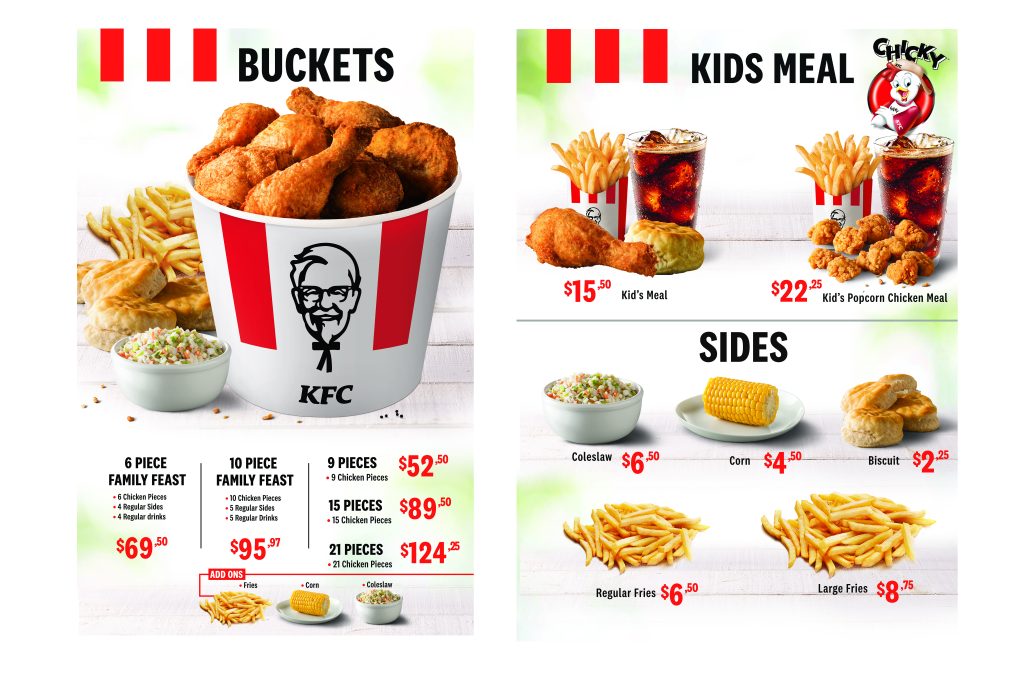 kfc menu prices
